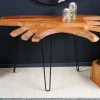 Massivholz Konsolentisch WILD 105cm Akazie natur Hairpin Legs Baumkante