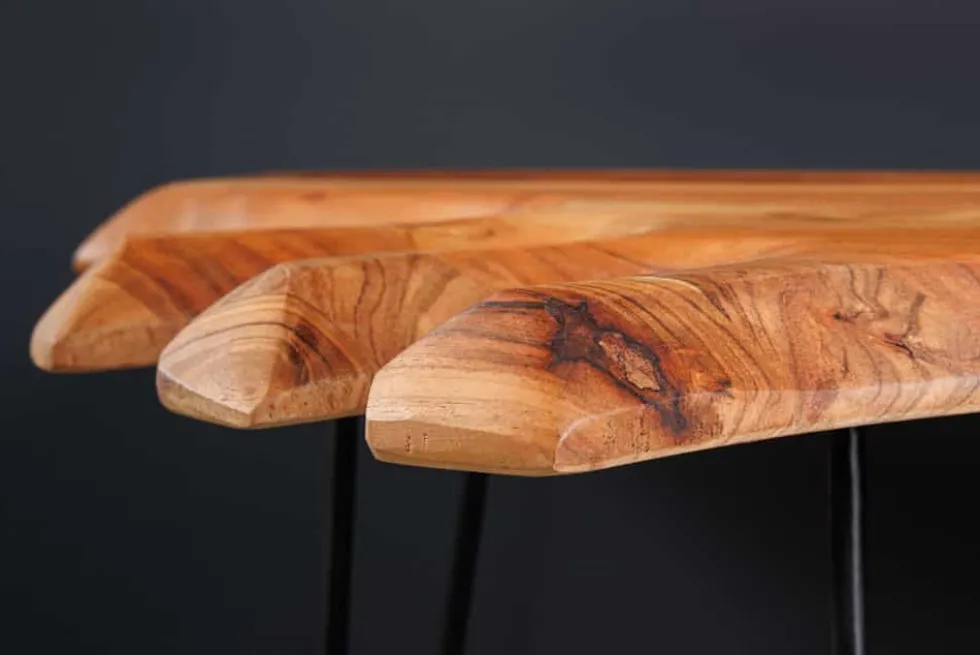 Massivholz Konsolentisch WILD 105cm Akazie natur Hairpin Legs Baumkante