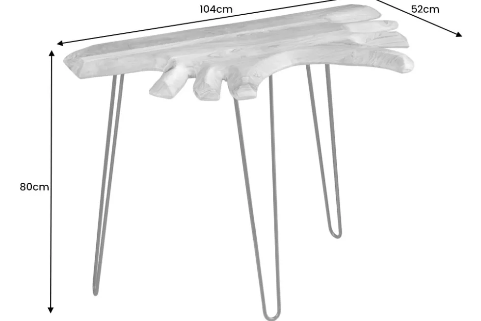 Massivholz Konsolentisch WILD 105cm Akazie natur Hairpin Legs Baumkante