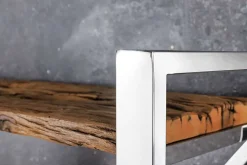 Massivholz Regal BARRACUDA 185cm braun Teakholz silber Edelstahl verchromt Bücherregal