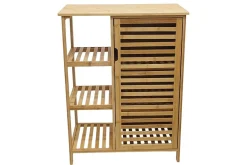 Massivholz Regal ZEN-BO 90cm natur Bambus mit Lamellentür