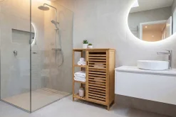 Massivholz Regal ZEN-BO 90cm natur Bambus mit Lamellentür