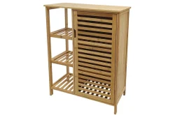 Massivholz Regal ZEN-BO 90cm natur Bambus mit Lamellentür