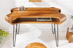 Massivholz Schreibtisch ORGANIC LIVING 120cm braun Sheesham stone finish mit Stauraum
