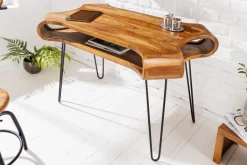 Massivholz Schreibtisch ORGANIC LIVING 120cm braun Sheesham stone finish mit Stauraum