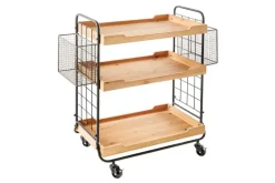 Massivholz Servierwagen SEVEN SEAS 80cm natur Küchenwagen Metall mit Rollen