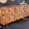 Massivholz Sideboard ALPINE 145cm braun Sheesham stone finish Metall matt gold