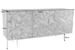 Massivholz Sideboard ALPINE 145cm braun Sheesham stone finish Metall matt gold
