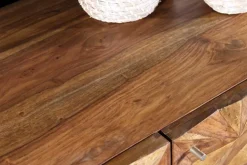 Massivholz Sideboard ALPINE 145cm braun Sheesham stone finish Metall matt gold