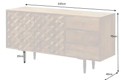 Massivholz Sideboard ALPINE 145cm Akazie honey finish Kommode mit Schubladen Retro Design