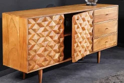 Massivholz Sideboard ALPINE 145cm Akazie honey finish Kommode mit Schubladen Retro Design