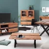 Massivholz Sideboard AMAZONAS 150cm Akazie natur Metall schwarz Baumkante