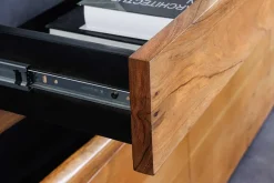 Massivholz Sideboard GRAND ACACIA 180cm braun Akazie mit LED-Beleuchtung Baumkante