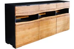 Massivholz Sideboard GRAND ACACIA 180cm braun Akazie mit LED-Beleuchtung Baumkante