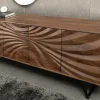 Massivholz Sideboard HURRICANE 175cm braun Akazie 3D-Design