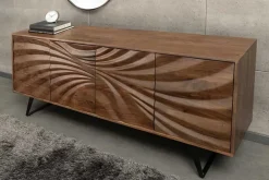 Massivholz Sideboard HURRICANE 175cm braun Akazie 3D-Design