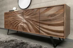 Massivholz Sideboard HURRICANE 175cm braun Akazie 3D-Design