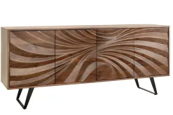 Massivholz Sideboard HURRICANE 175cm braun Akazie 3D-Design