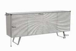 Massivholz Sideboard HURRICANE 175cm braun Akazie 3D-Design