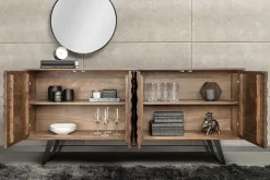 Massivholz Sideboard HURRICANE 175cm braun Akazie 3D-Design