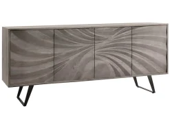 Massivholz Sideboard HURRICANE 175cm grau Akazie 3D-Design