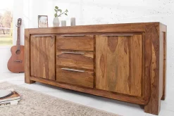 Massivholz Sideboard MAKASSAR 175cm braun Sheesham stone finish Kommode mit Schubladen