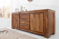 Massivholz Sideboard MAKASSAR 175cm braun Sheesham stone finish Kommode mit Schubladen