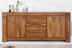 Massivholz Sideboard MAKASSAR 175cm braun Sheesham stone finish Kommode mit Schubladen