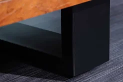 Massivholz Sideboard MAMMUT 160cm Akazie honey finish Metall Baumkante mit Schubladen