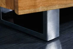 Massivholz Sideboard MAMMUT 170cm Akazie Baumkante mit Schubladen Kufengestell Edelstahl