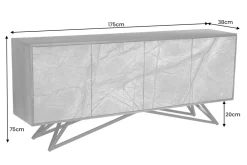 Massivholz Sideboard MOUNTAIN SOUL 175cm echter Naturstein schwarz Akazie Anrichte