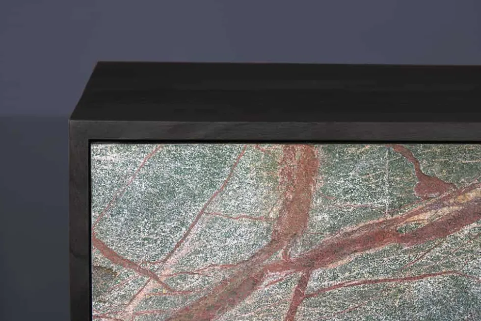 Massivholz Sideboard MOUNTAIN SOUL 175cm echter Naturstein schwarz Akazie Anrichte