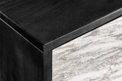 Massivholz Sideboard MOUNTAIN SOUL 175cm weiß schwarz Akazie echter Naturstein