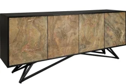 Massivholz Sideboard MOUNTAIN SOUL 175cm grau grün Naturstein Akazie schwarz