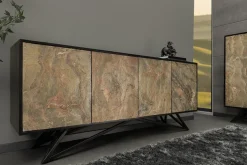 Massivholz Sideboard MOUNTAIN SOUL 175cm grau grün Naturstein Akazie schwarz