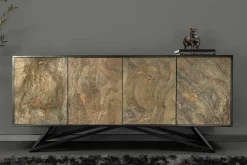 Massivholz Sideboard MOUNTAIN SOUL 175cm grau grün Naturstein Akazie schwarz