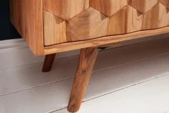Massivholz Sideboard MYSTIC LIVING 145cm Akazie natur Kommode mit Schubladen 3D-Design