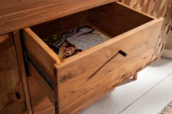 Massivholz Sideboard MYSTIC LIVING 145cm Akazie natur Kommode mit Schubladen 3D-Design