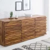 Massivholz Sideboard RELIEF 160cm braun Sheesham stone finish Kommode mit Schubladen