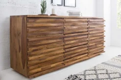 Massivholz Sideboard RELIEF 160cm braun Sheesham stone finish Kommode mit Schubladen