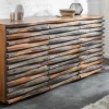 Massivholz Sideboard RELIEF 160cm Sheesham grau smoke finish Kommode mit Schubladen