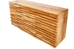 Massivholz Sideboard RELIEF 160cm Akazie Kommode mit Schubladen aufwändige Front