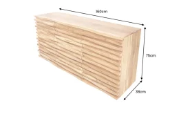 Massivholz Sideboard RELIEF 160cm Akazie Kommode mit Schubladen aufwändige Front