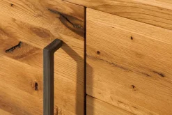 Massivholz Sideboard THOR 200cm mit Schubladen natur Wildeiche geölt Metall schwarz