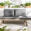 Massivholz Sitzbank MODULAR 155-190cm grau Akazie inkl. Kissen Gartenbank klappbar