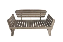 Massivholz Sitzbank MODULAR 155-190cm grau Akazie inkl. Kissen Gartenbank klappbar
