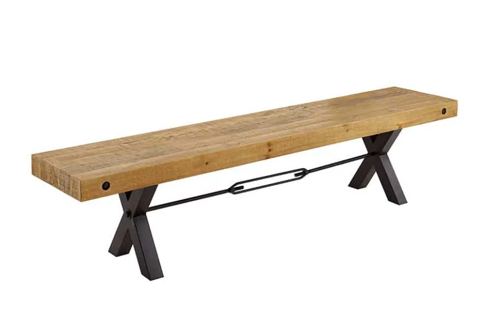 Massivholz Sitzbank THOR 200cm vintage braun Pinie recycelt Industrial Design