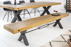 Massivholz Sitzbank THOR 200cm vintage braun Pinie recycelt Industrial Design