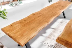 Massivholz Sitzbank WILD OAK 160cm Eiche Baumkante X-Gestell Industrial
