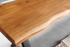 Massivholz Sitzbank WILD OAK 160cm Eiche Baumkante X-Gestell Industrial